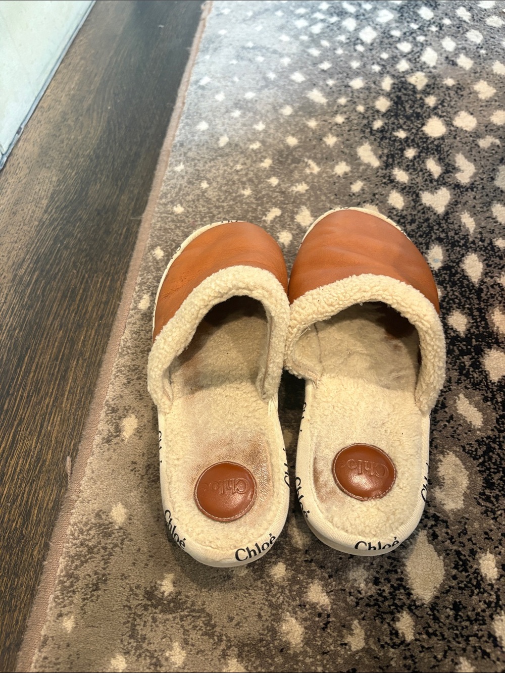 Chloe Woody Shearling-Trim Mule Slippers - Picture 3 of 3